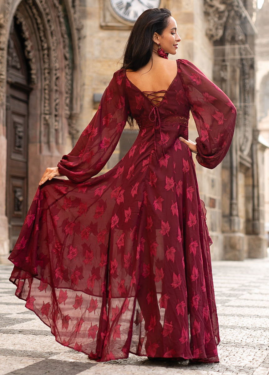 Isabella Dress in Burgundy