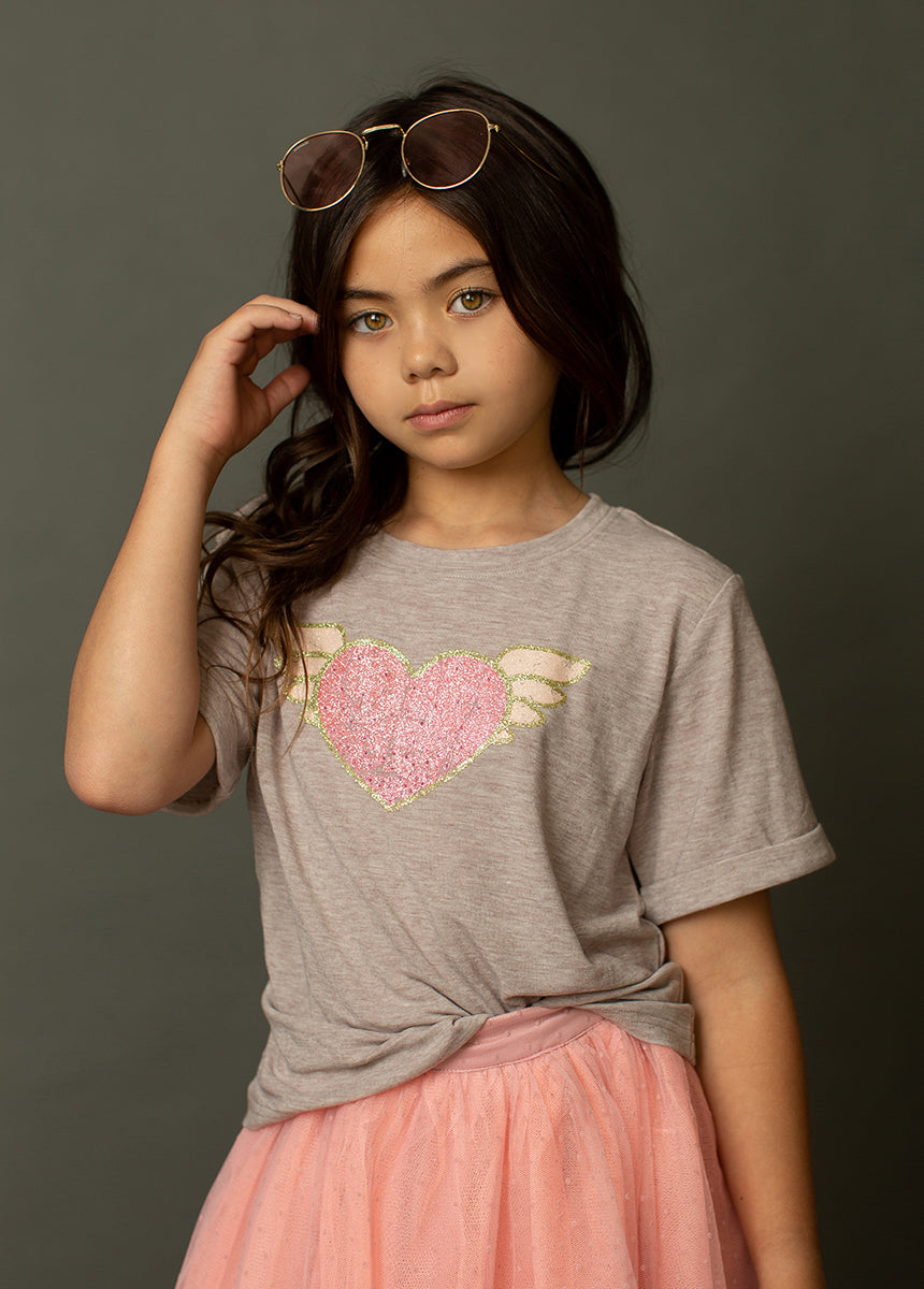 Sacred Heart Tee in Heather Light Taupe