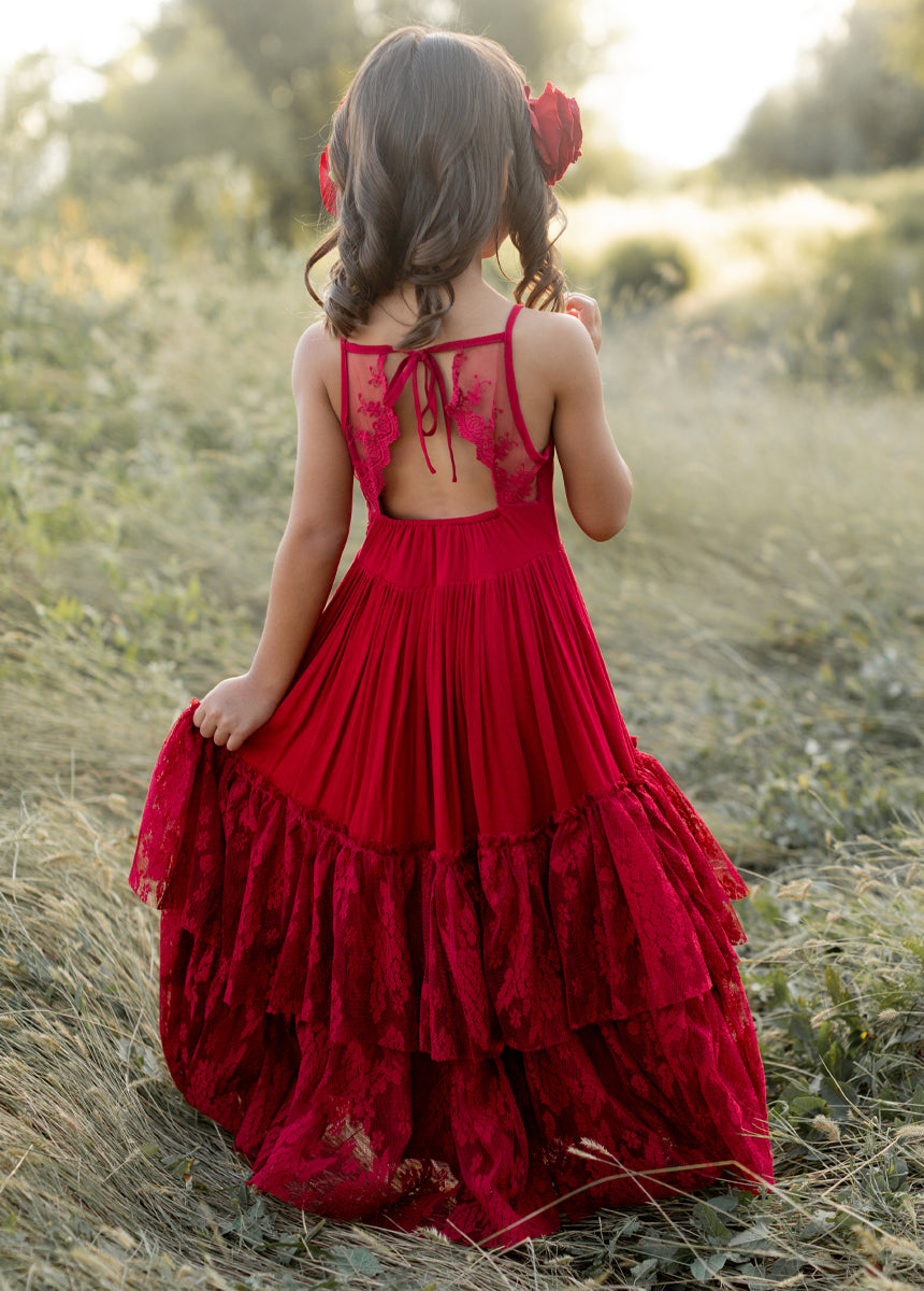 Catrin Dress in Crimson