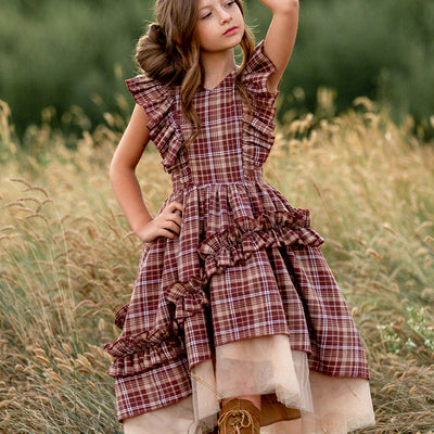 Reign Petticoat Dress in Cinnamon Plaid