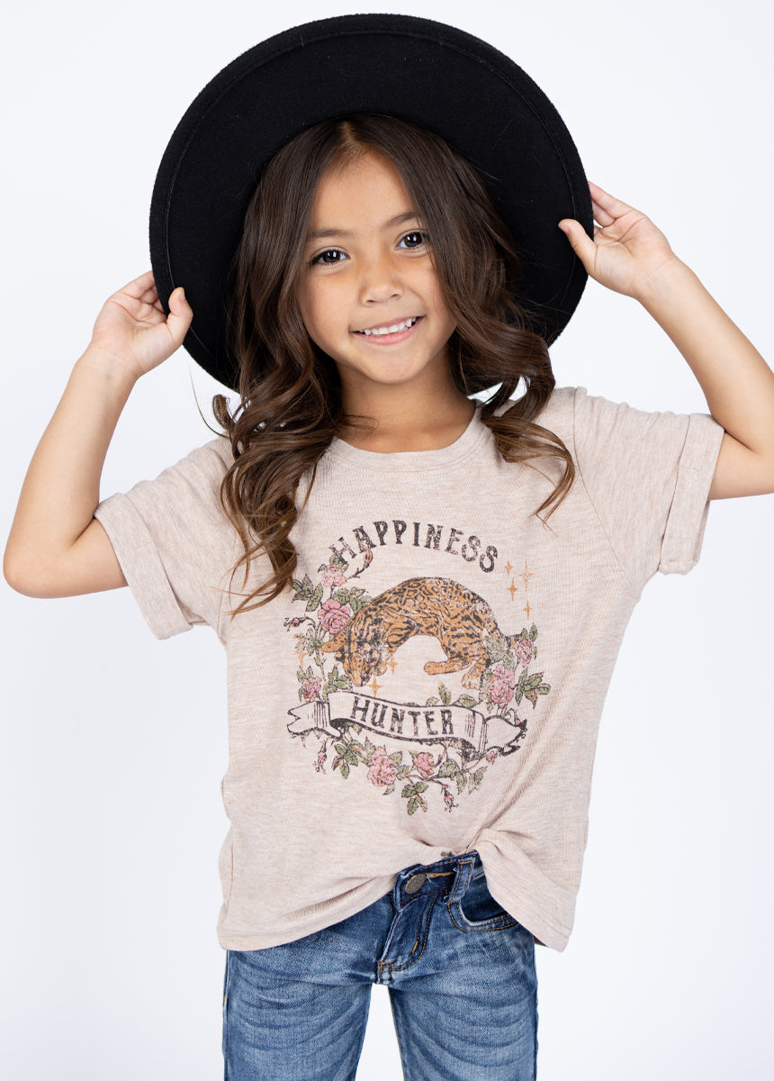 Happiness Hunter Graphic Tee in Heather Oat