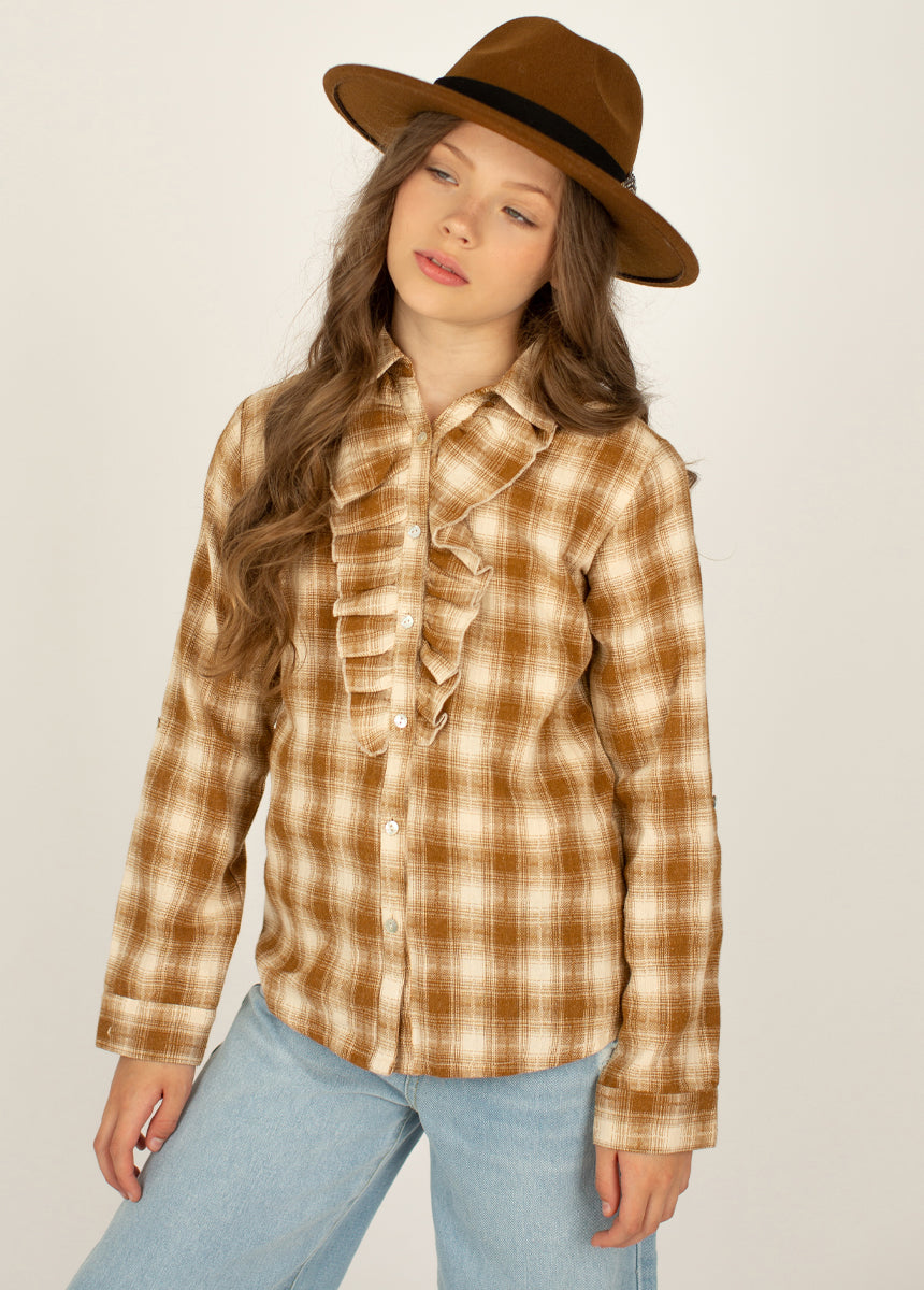 Taylor Top in Ochre Plaid