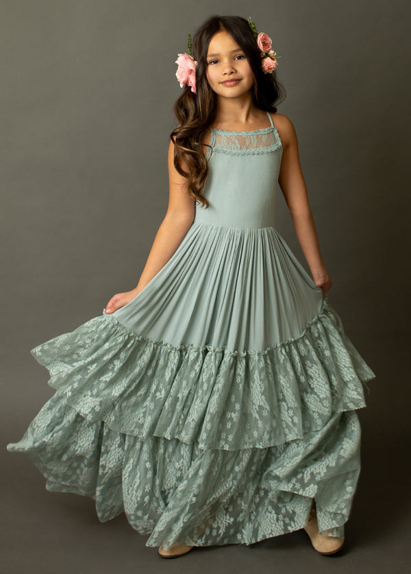 Geneva Petticoat Dress in Dusty Blue - Joyfolie