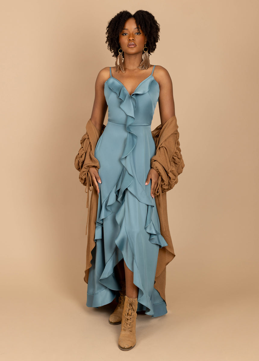 Joyfolie Women's Allona Maxi Boho Dress in Dusty Teal, Extra Extra Large Joyfolie Women's Allona Maxi Boho Dress in Dusty Teal, Extra Extra Large