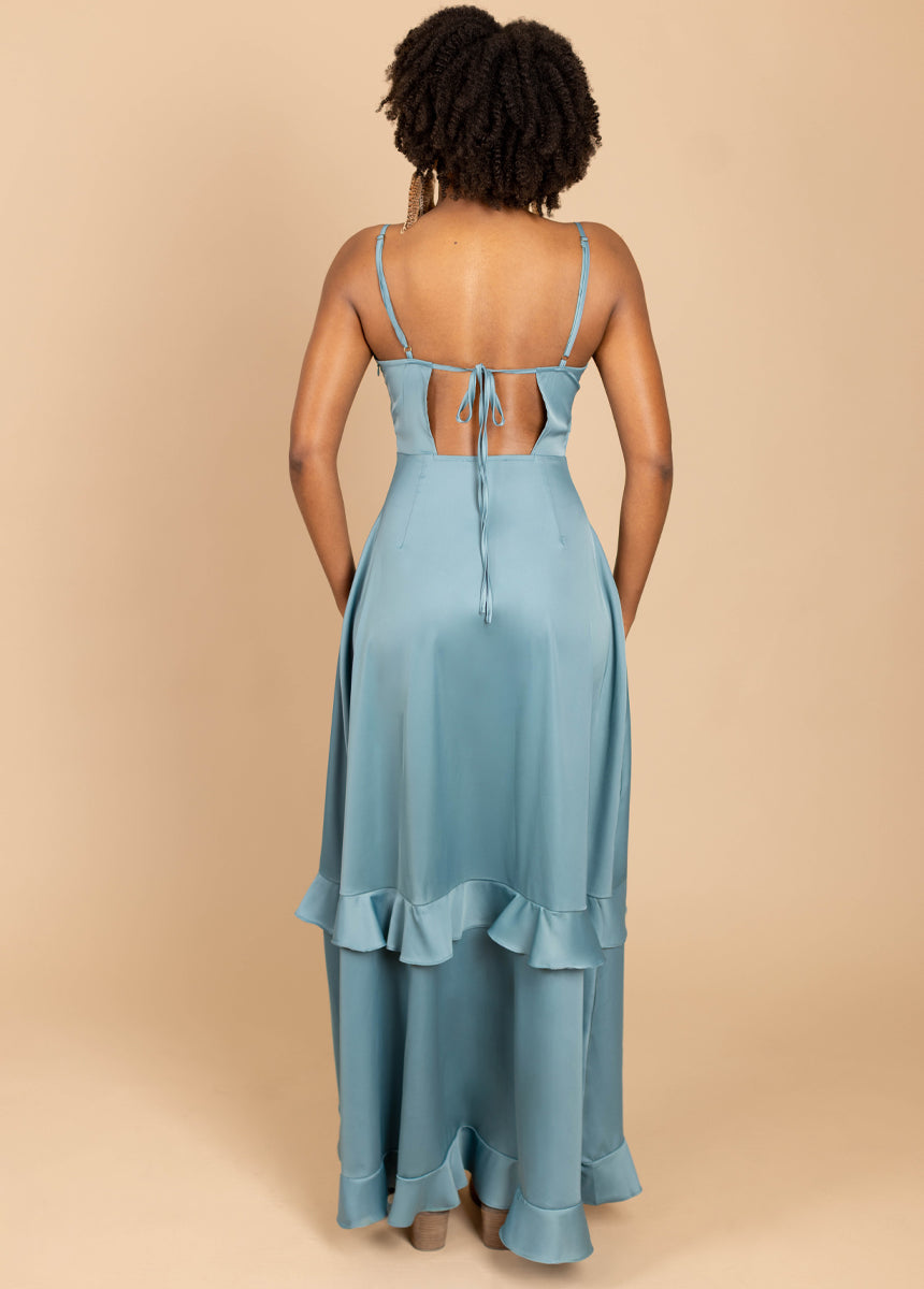 Allona Dress in Dusty Teal - Joyfolie Allona Dress in Dusty Teal - Joyfolie