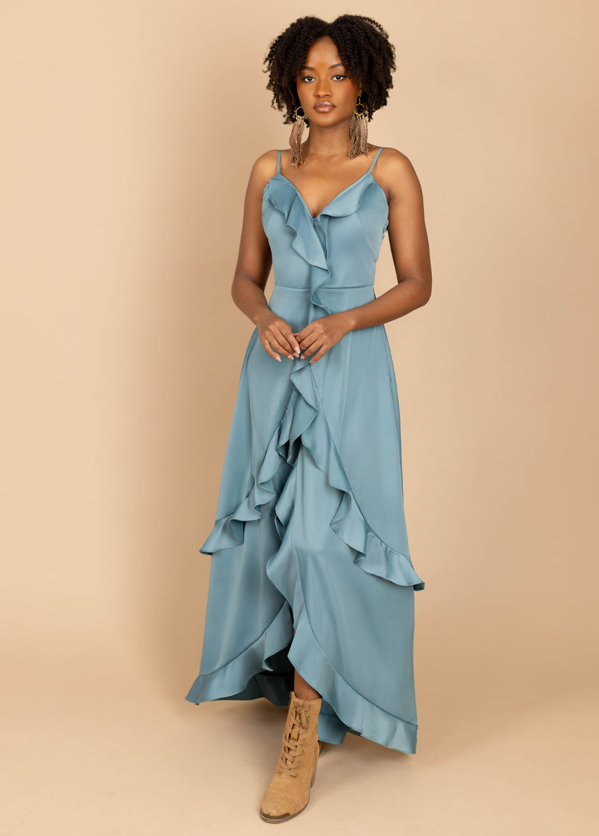 Joyfolie Women's Allona Dress in Dusty Teal, Extra Extra Large