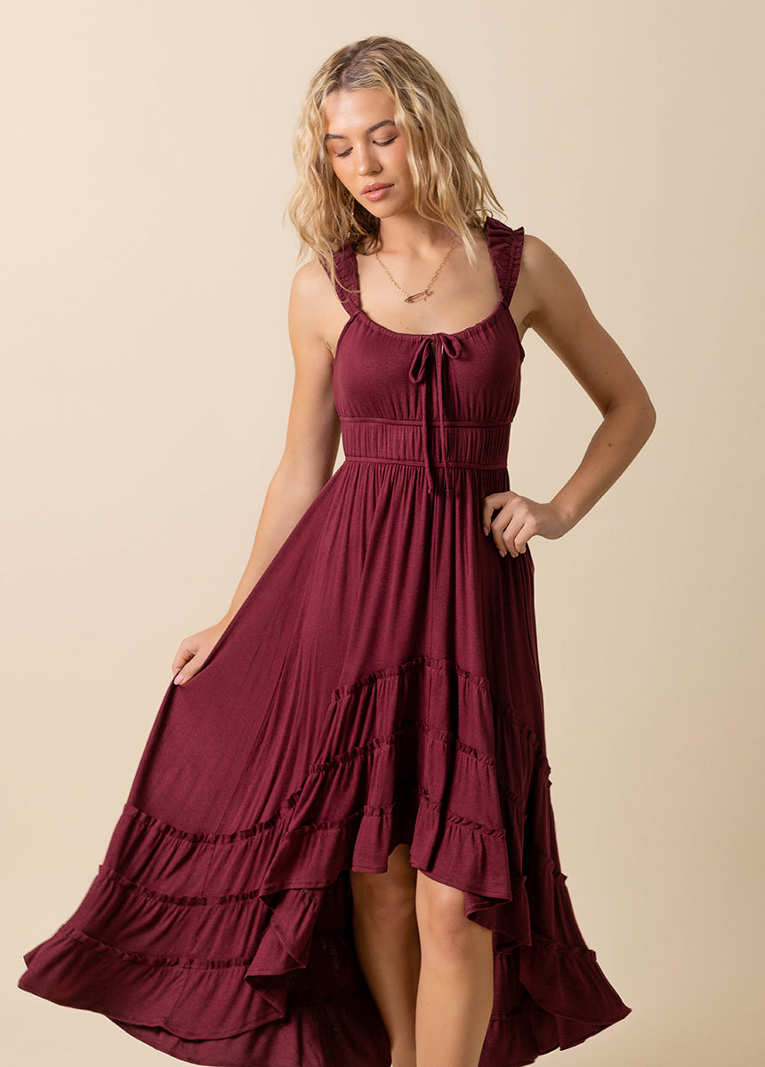Alouette Dress in Burgundy