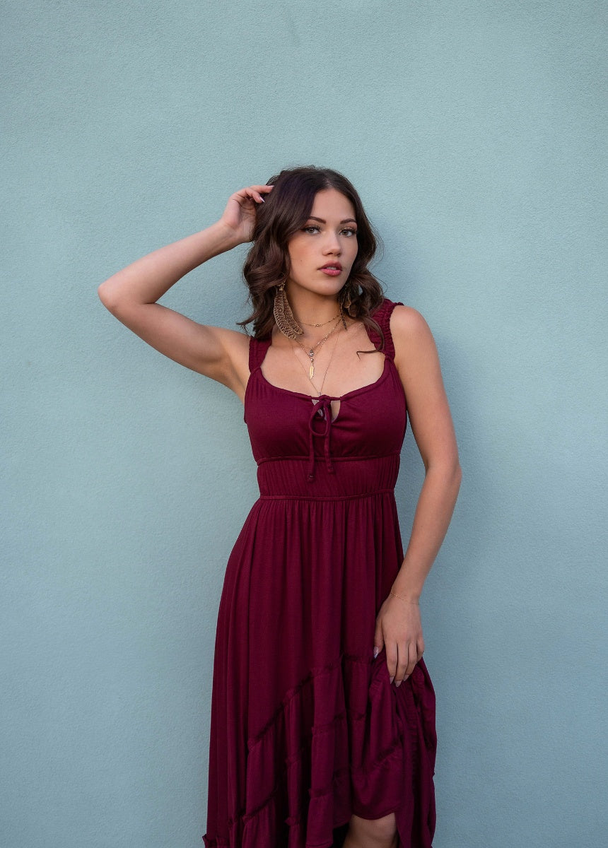 Alouette Dress in Burgundy