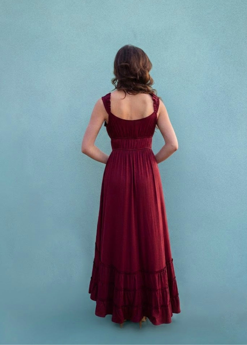 Alouette Dress in Burgundy