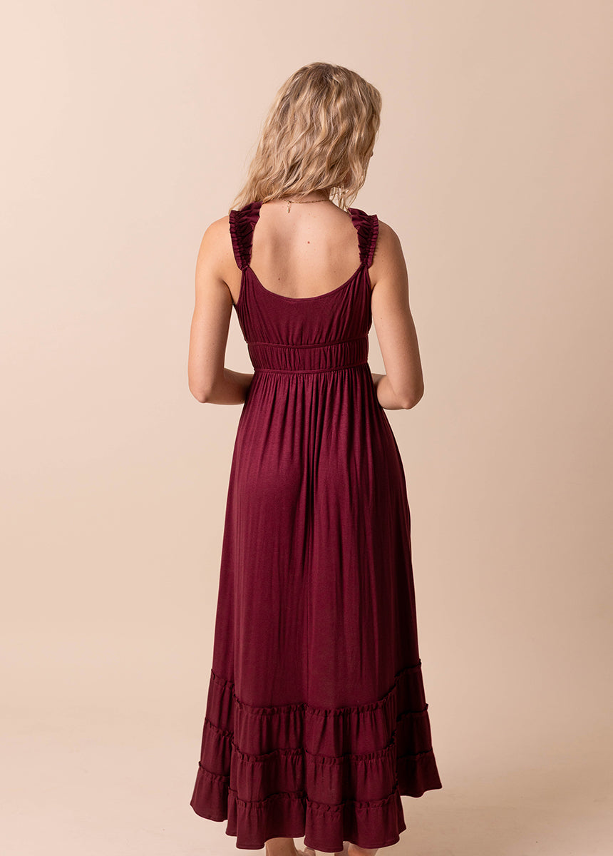 Alouette Dress in Burgundy