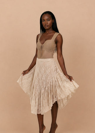 Candy Skirt in Lace Oat - Joyfolie