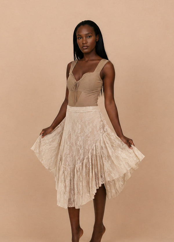 Candy Skirt in Lace Oat - Joyfolie