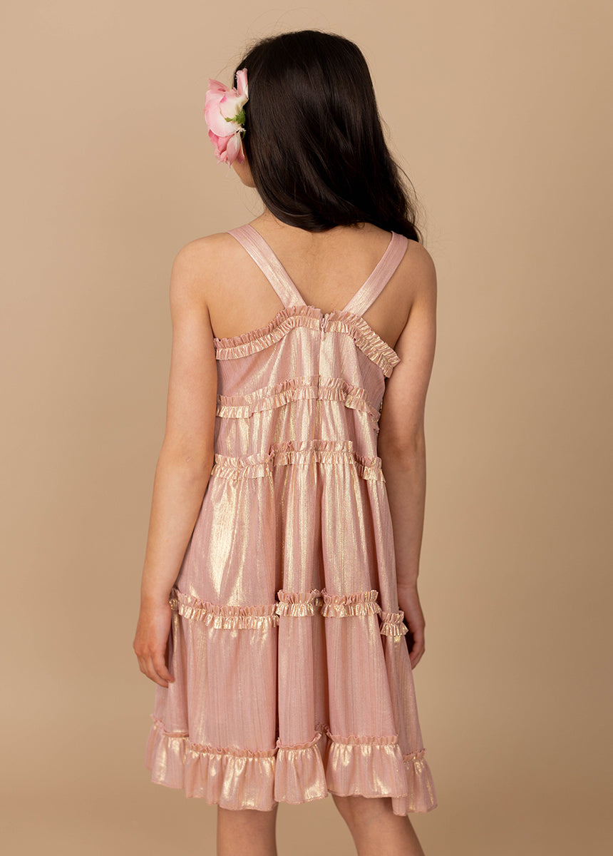 metallic pink dress Joyfolie GirlsDarana Dress in Metallic Pink, Size 6