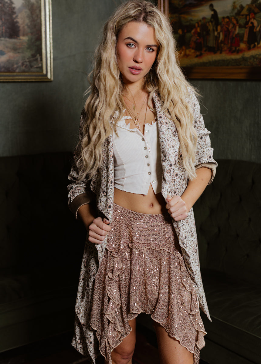 Edna Skirt in Nude Sequin