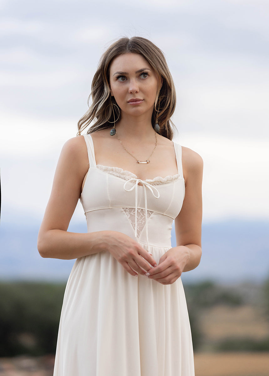 Joyfolie Women's Elinda Dress in Cream, Large