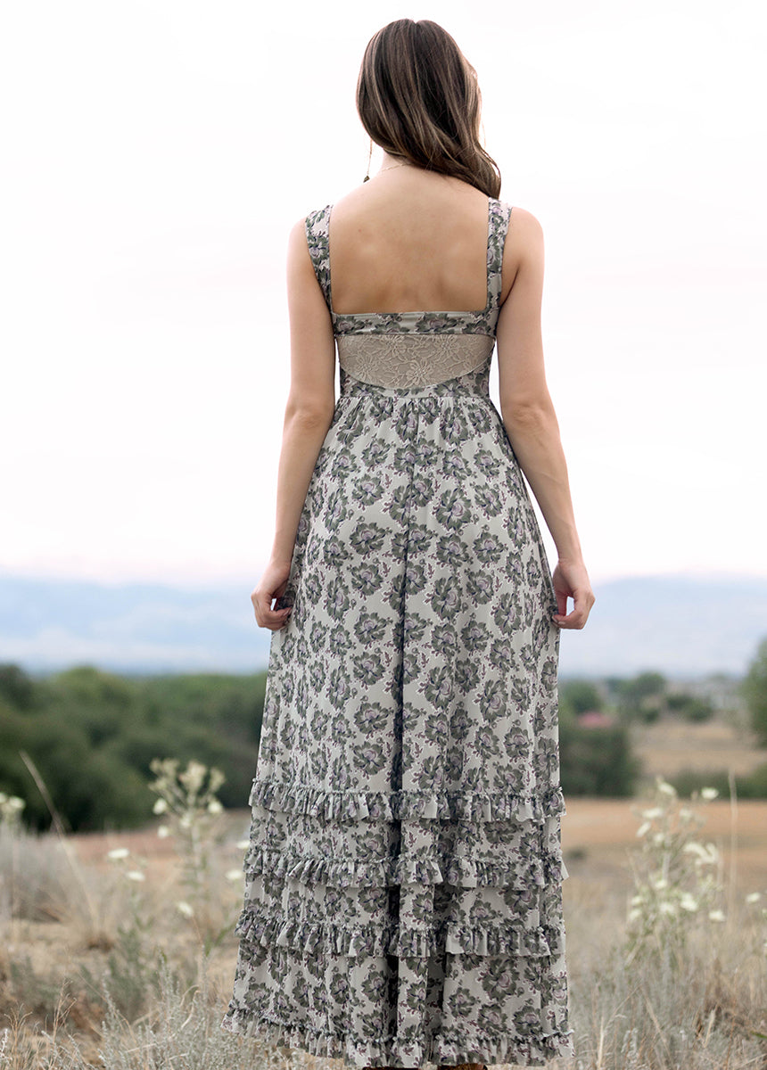 Elinda Dress in Taupe Floral