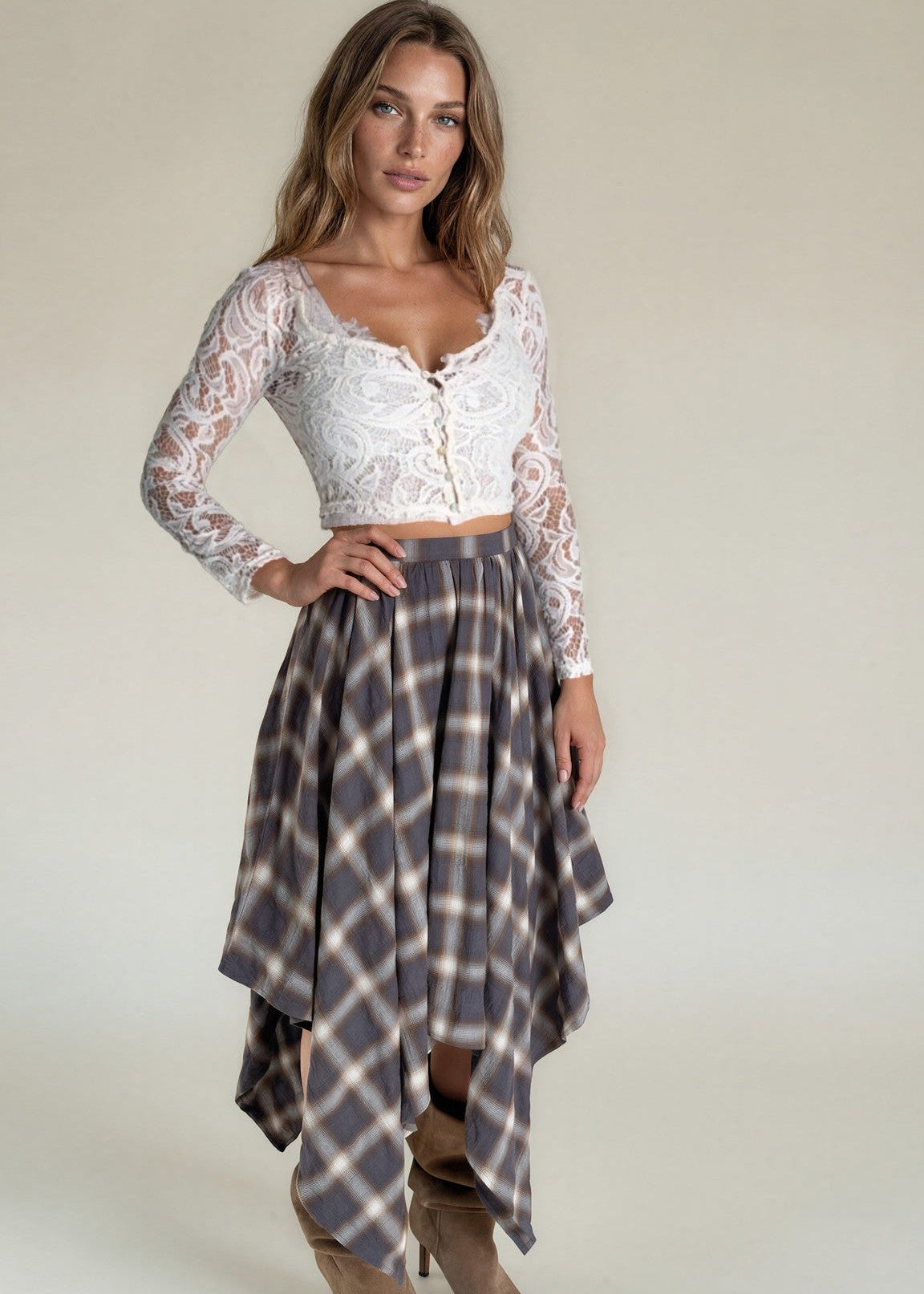 Casey Set in Slate Plaid