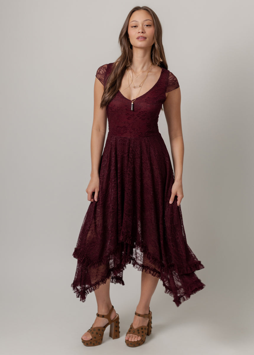 Fernilia Dress in Oxblood - Joyfolie