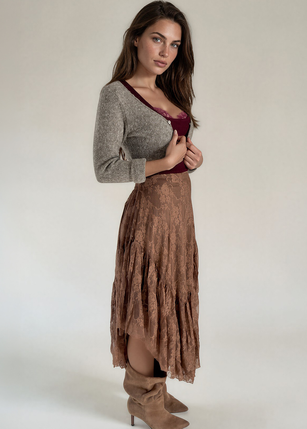 Candy Skirt in Lace Nutmeg
