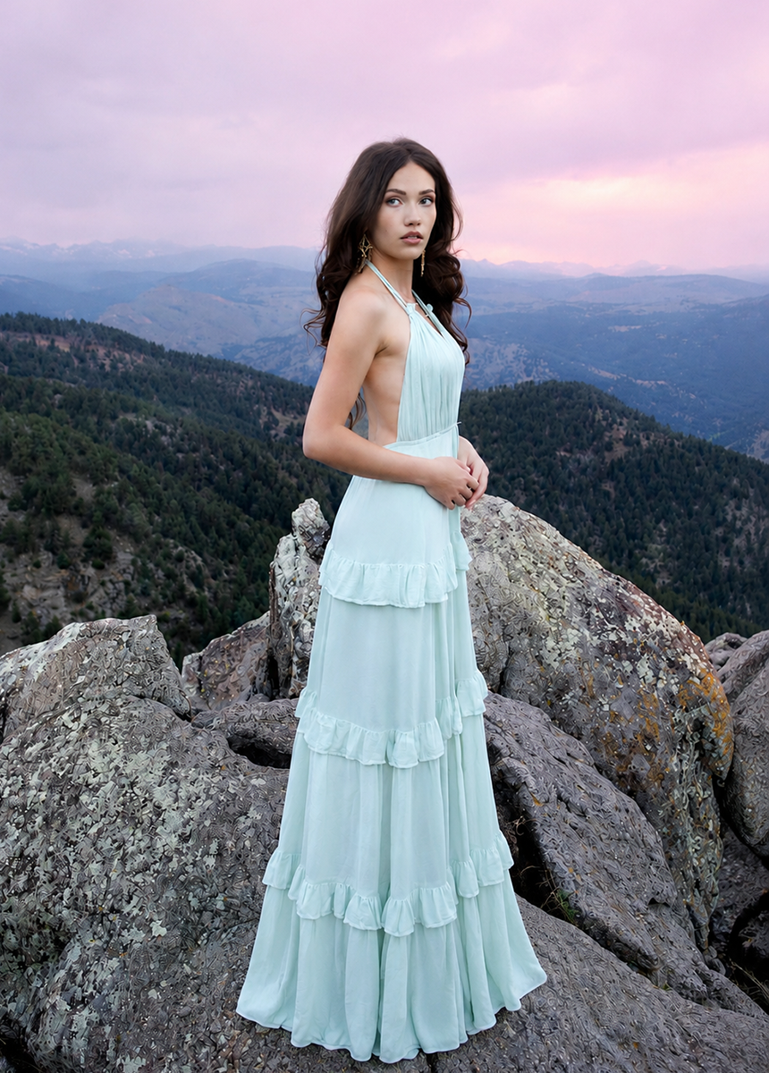 Joyfolie Women's Imara Maxi Dress in Dusty Green, Small