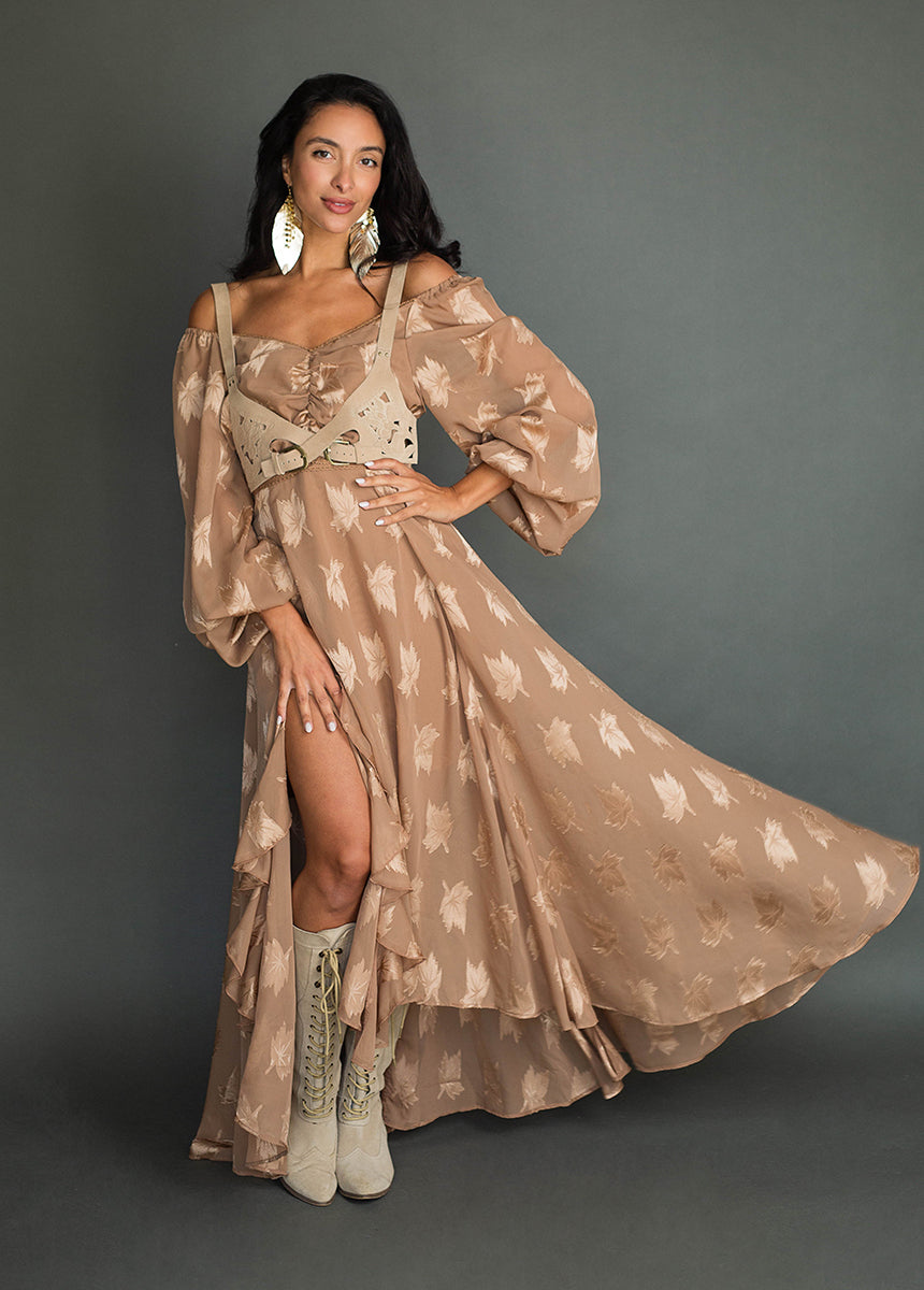 latte maxi dress JULIE SILK MAXI DRESS