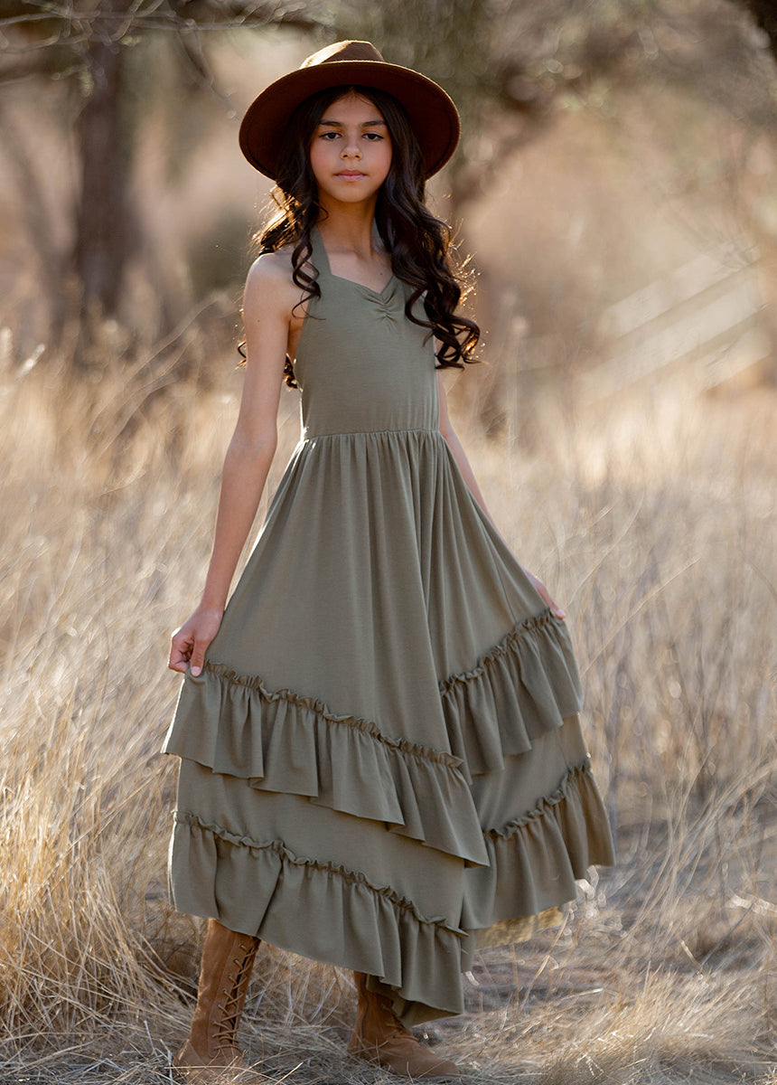 Joyfolie Girls Jenny Maxi Boho Dress in Eucalyptus, Size 6 Joyfolie Girls Jenny Maxi Boho Dress in Eucalyptus, Size 6