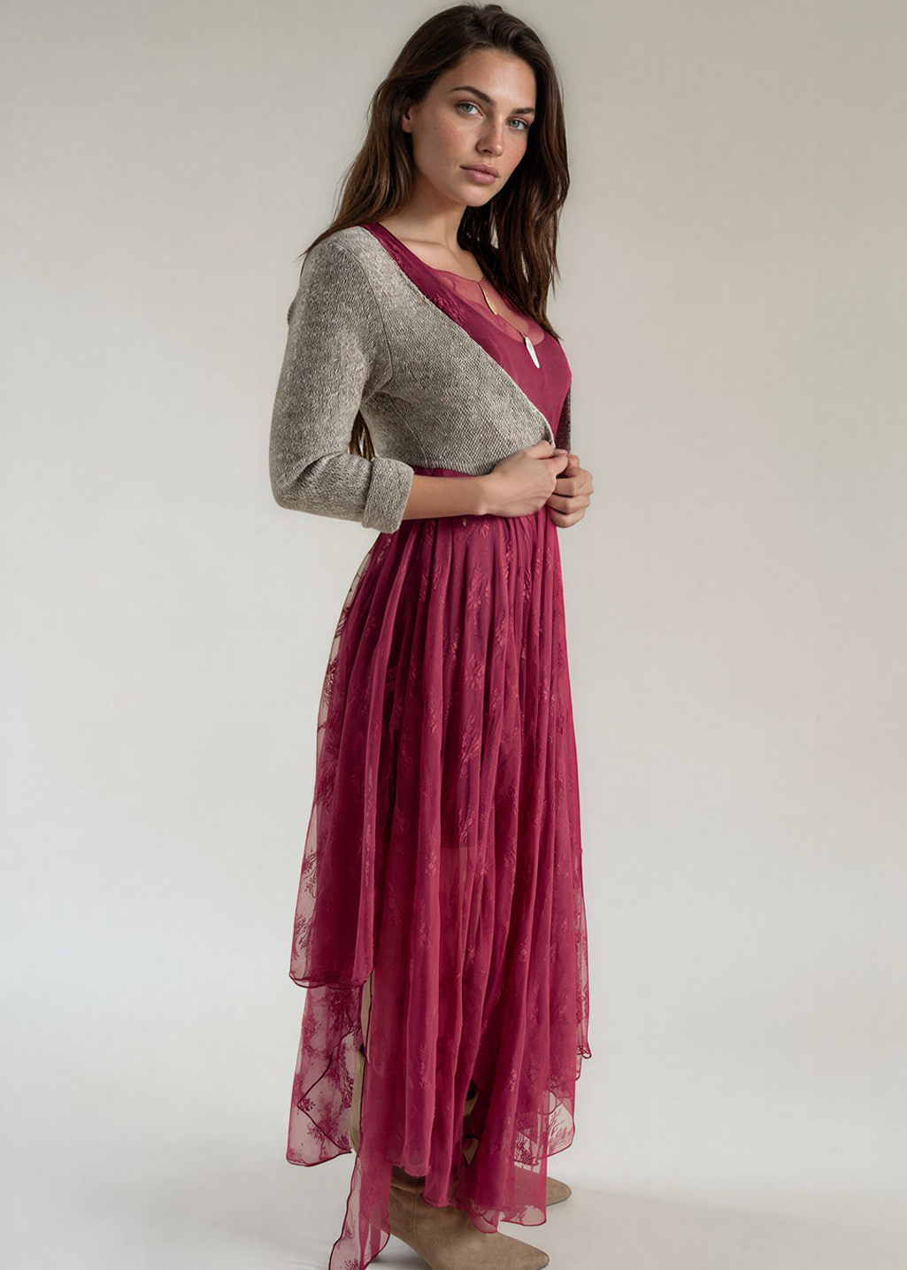 Juliette Dress in Burgundy