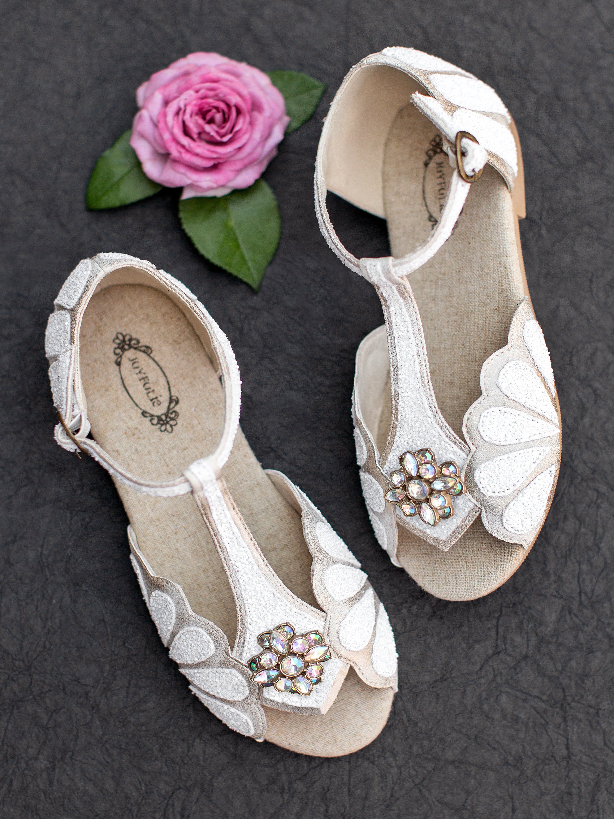 Mari Flower Girl Flat in Ivory