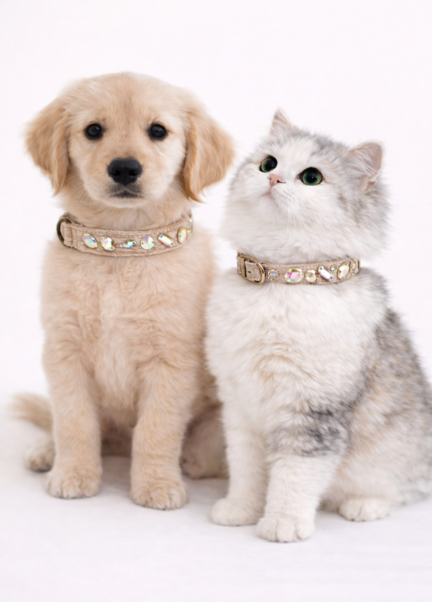 Missy Pet Collar in Taupe Velvet