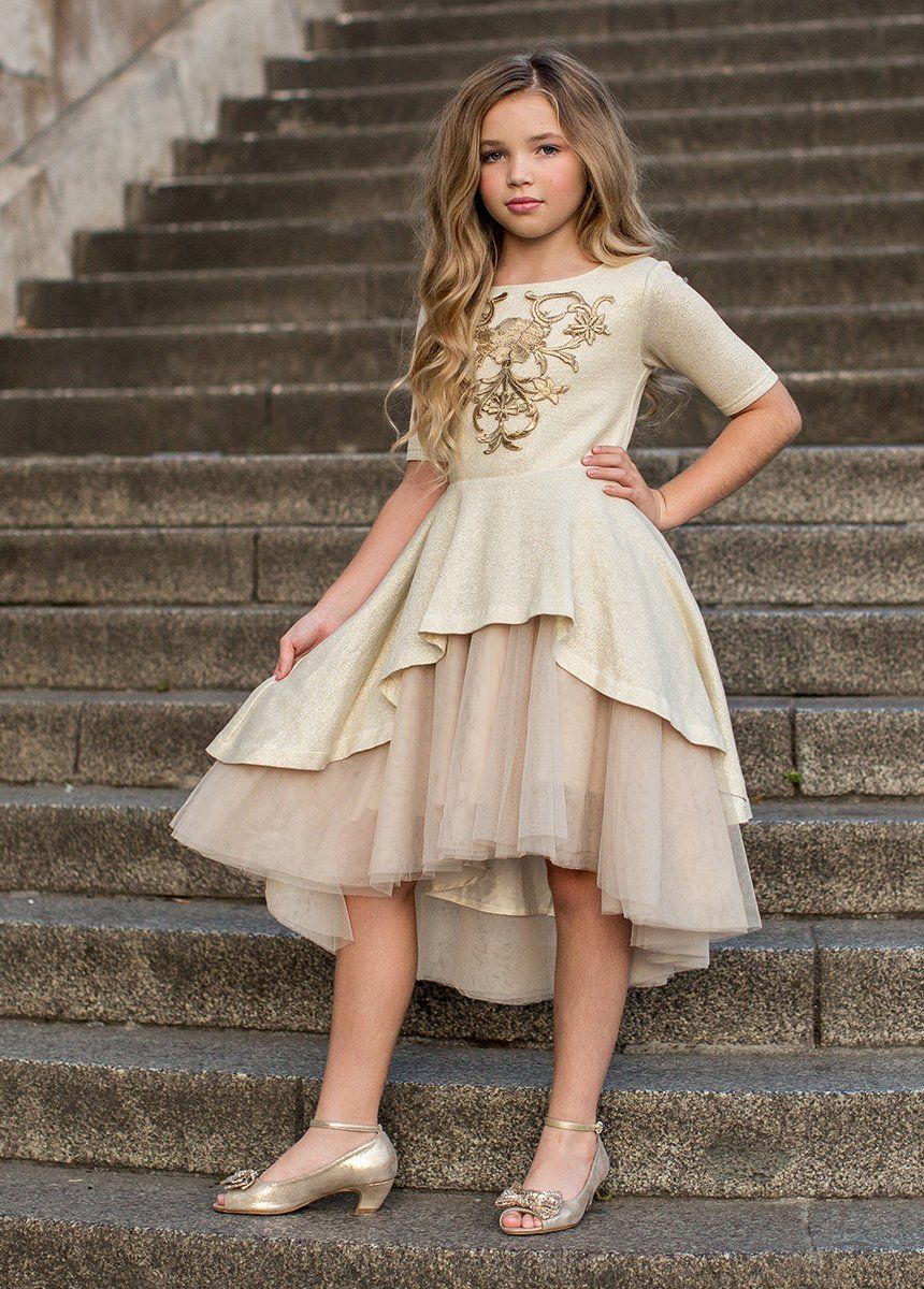 Roselyn Petticoat Dress in Gold