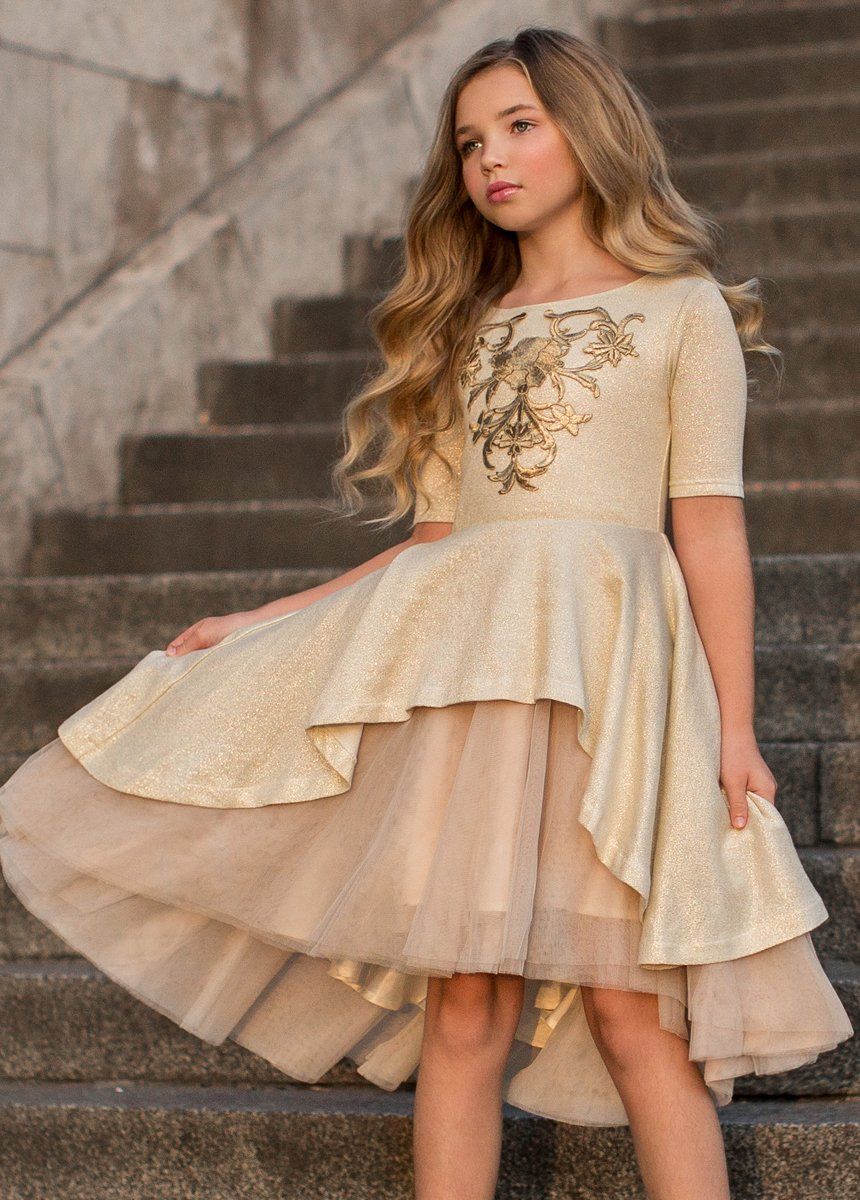 Roselyn Petticoat Dress in Gold