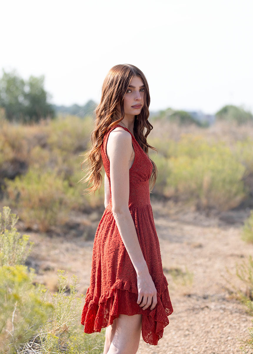 Selena Dress in Vintage Red