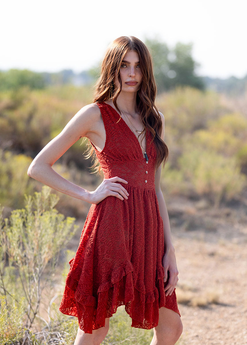 Selena Dress in Vintage Red