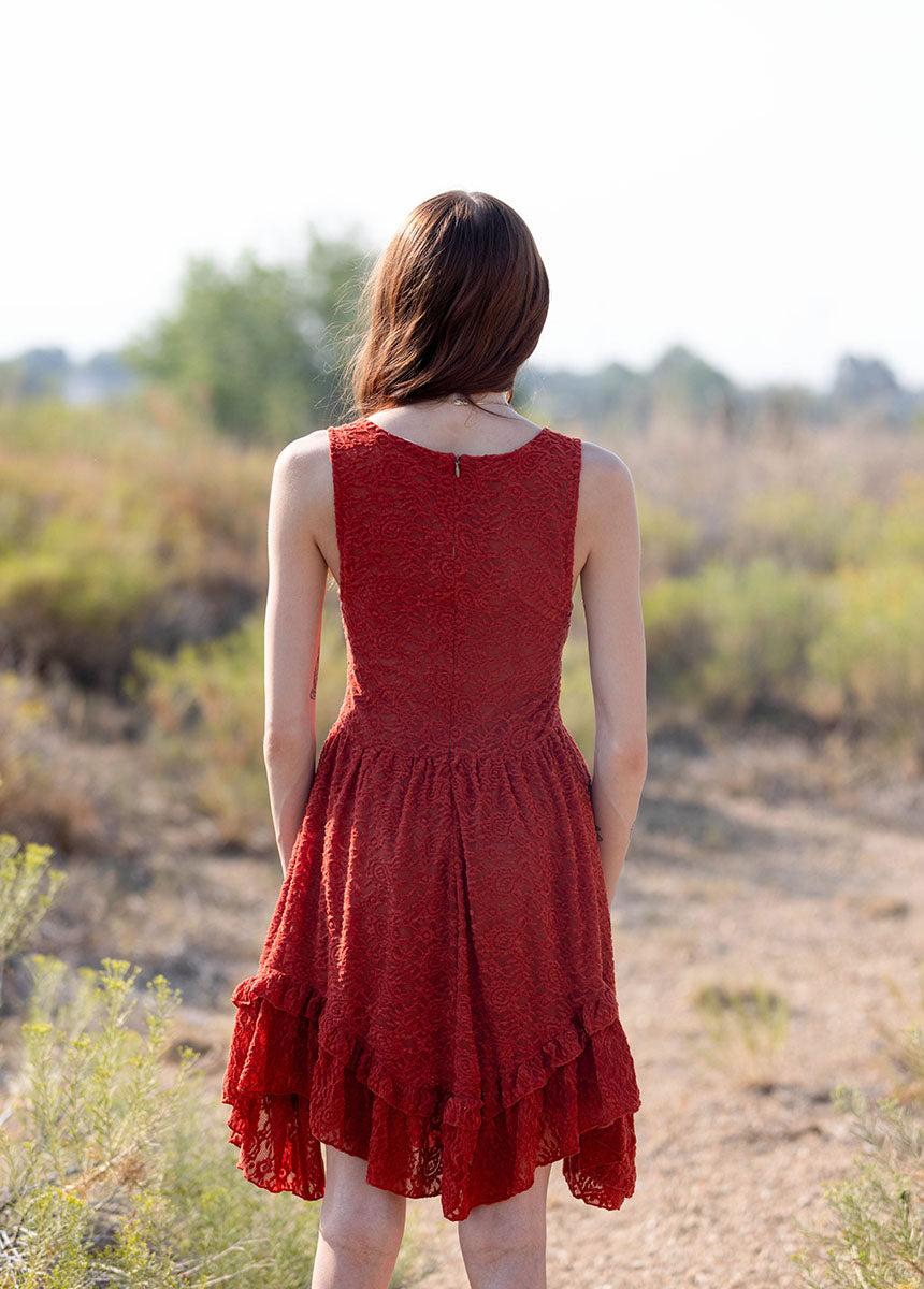Selena Dress in Vintage Red