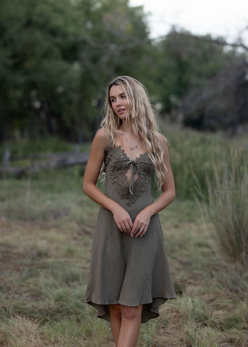 Solene Dress in Army Green