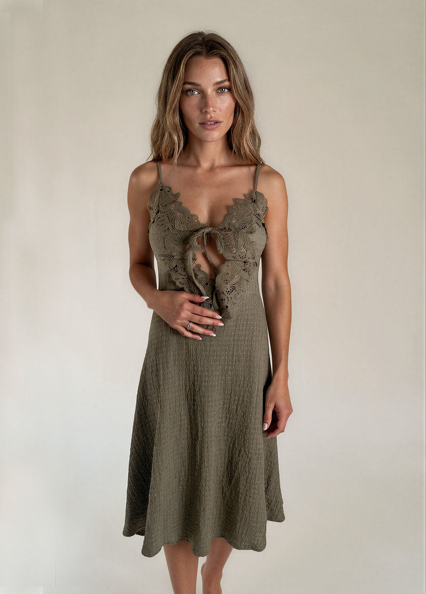 Solene Dress in Army Green
