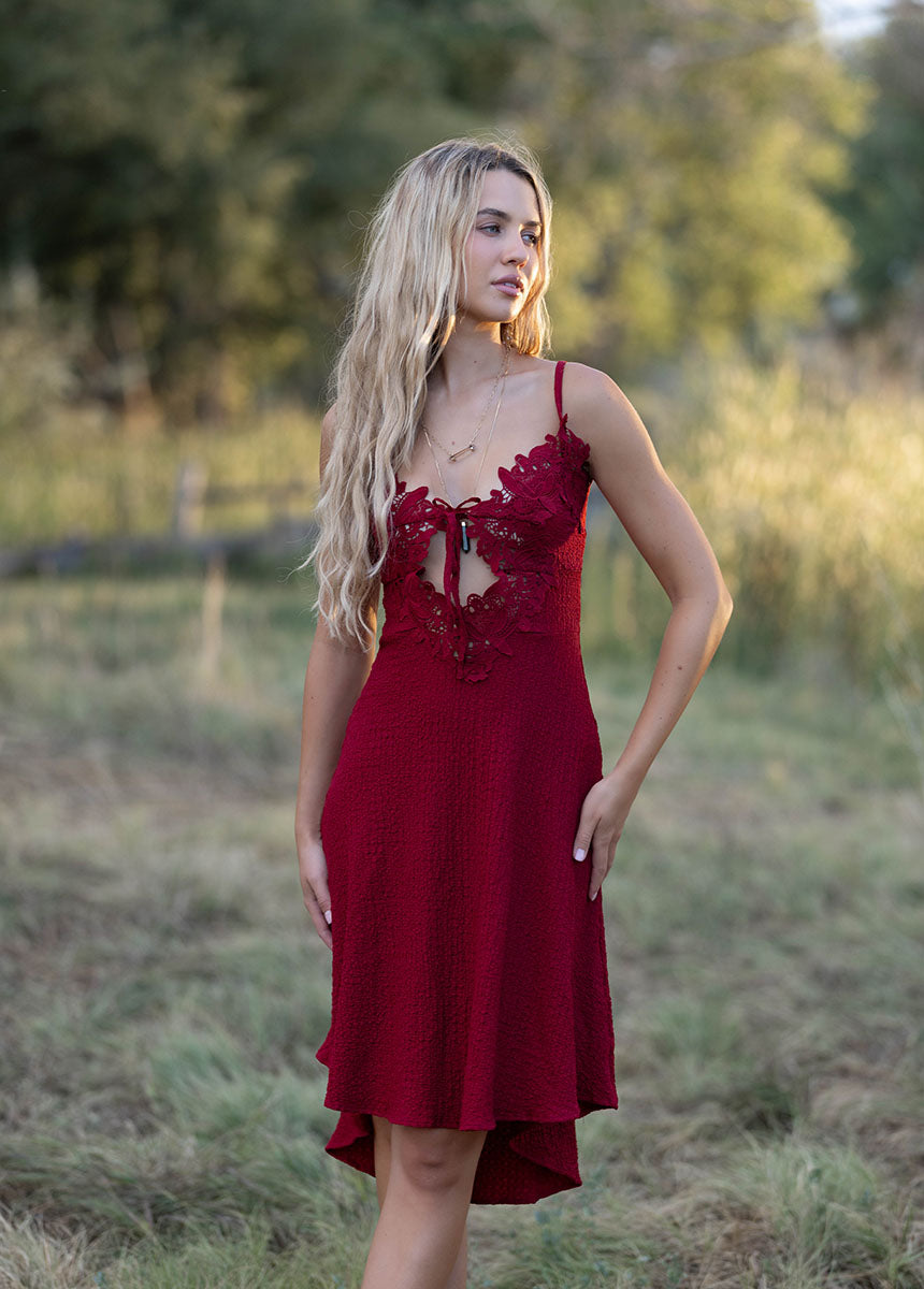 Solene Dress in Crimson