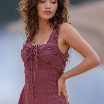 Tea Dress in Rose Brown