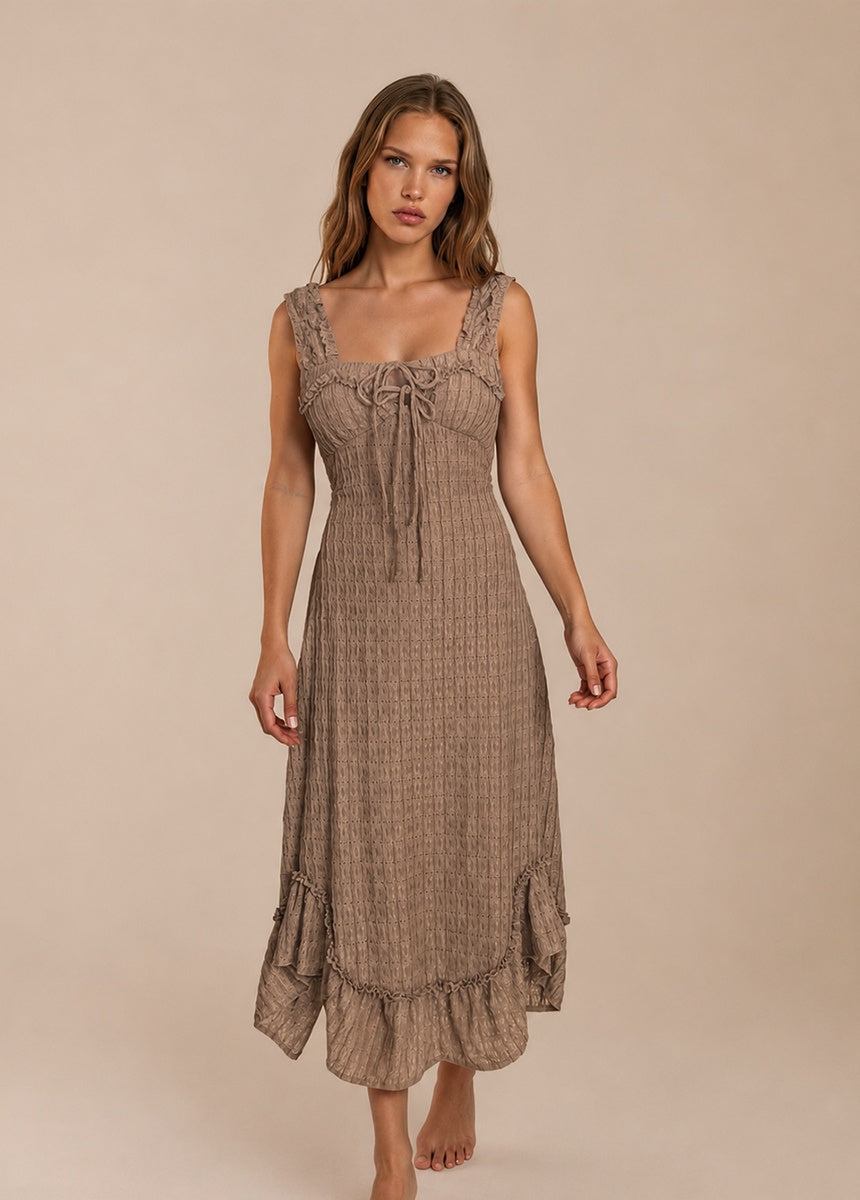 Tea Dress in Taupe, S Tea Dress in Taupe, S