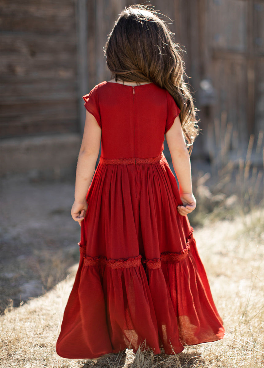 Joyfolie Girls Viola Maxi Dress in Crimson, Size 2 Joyfolie Girls Viola Maxi Dress in Crimson, Size 2