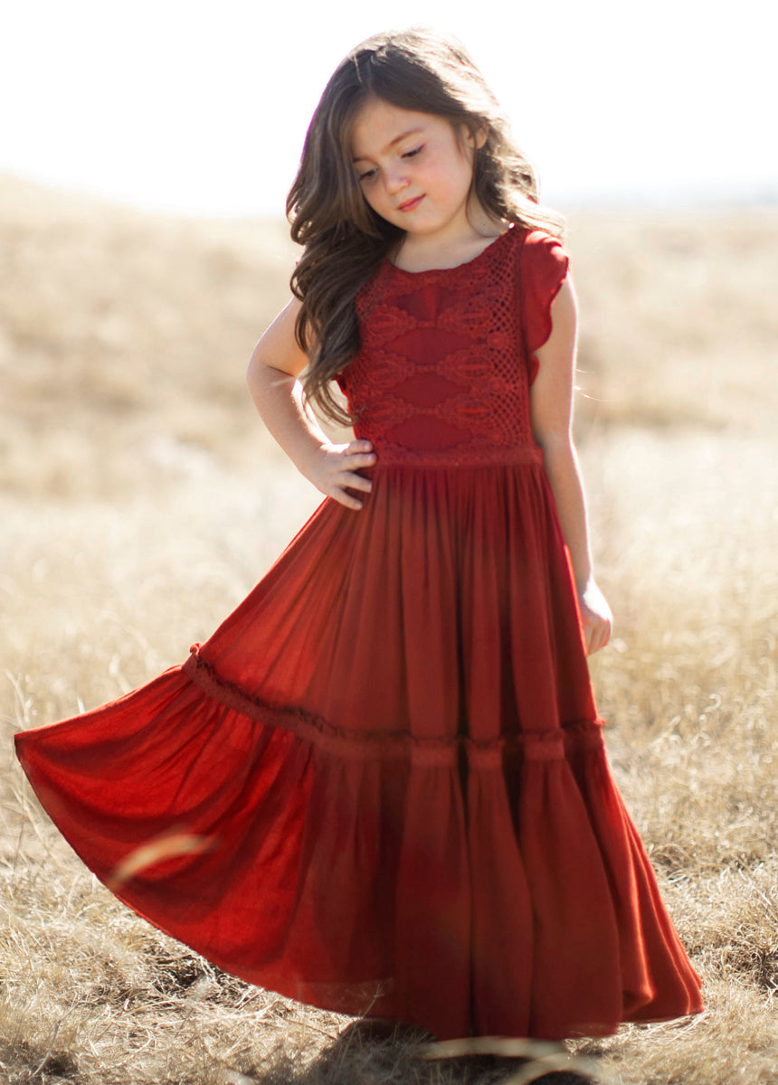 Joyfolie Girls Viola Maxi Dress in Crimson, Size 2 Joyfolie Girls Viola Maxi Dress in Crimson, Size 2