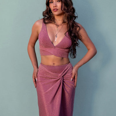 Zamaira Skirt in Metallic Rose