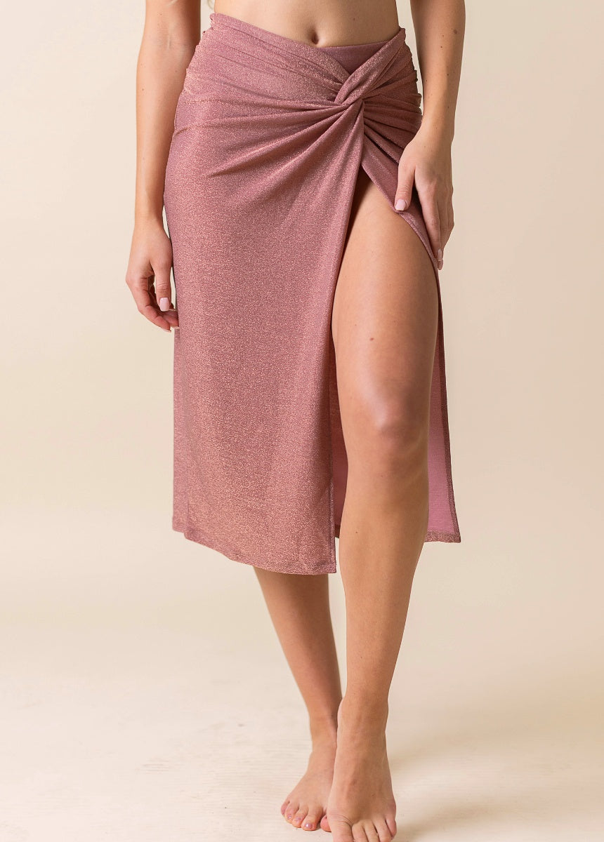 Zamaira Skirt in Metallic Rose