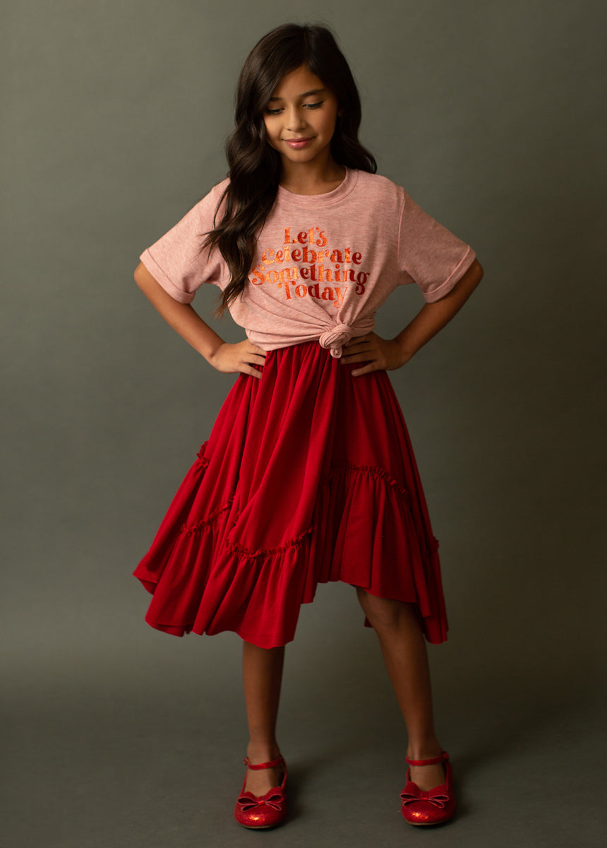 Let's Celebrate Tee in Heather Rose