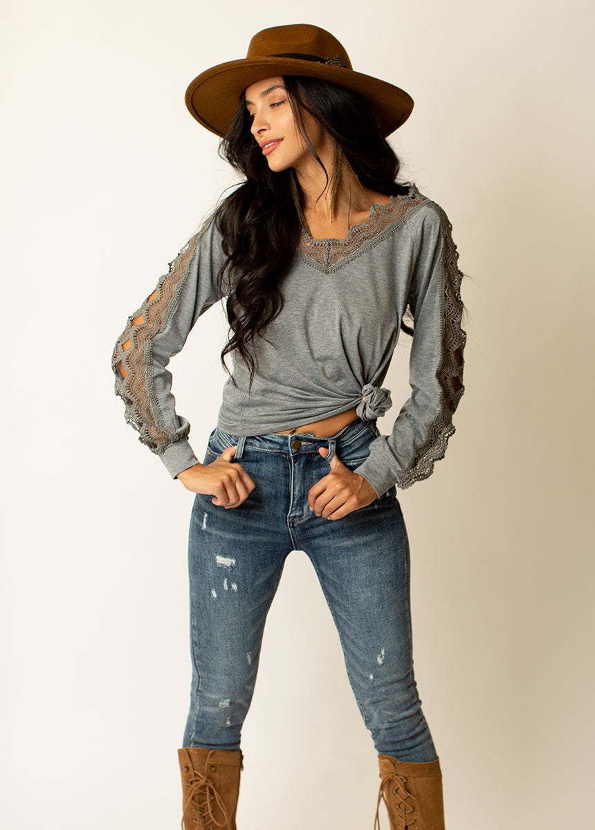 Agatha Top in Heather Gray