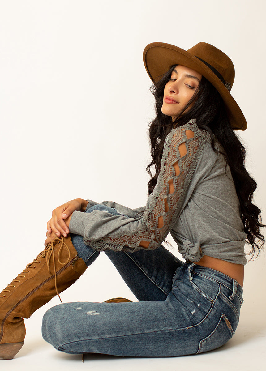 Agatha Top in Heather Gray