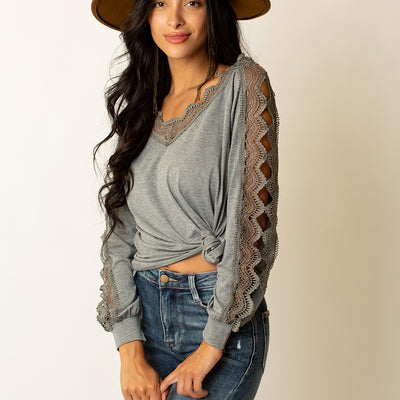 Agatha Top in Heather Gray