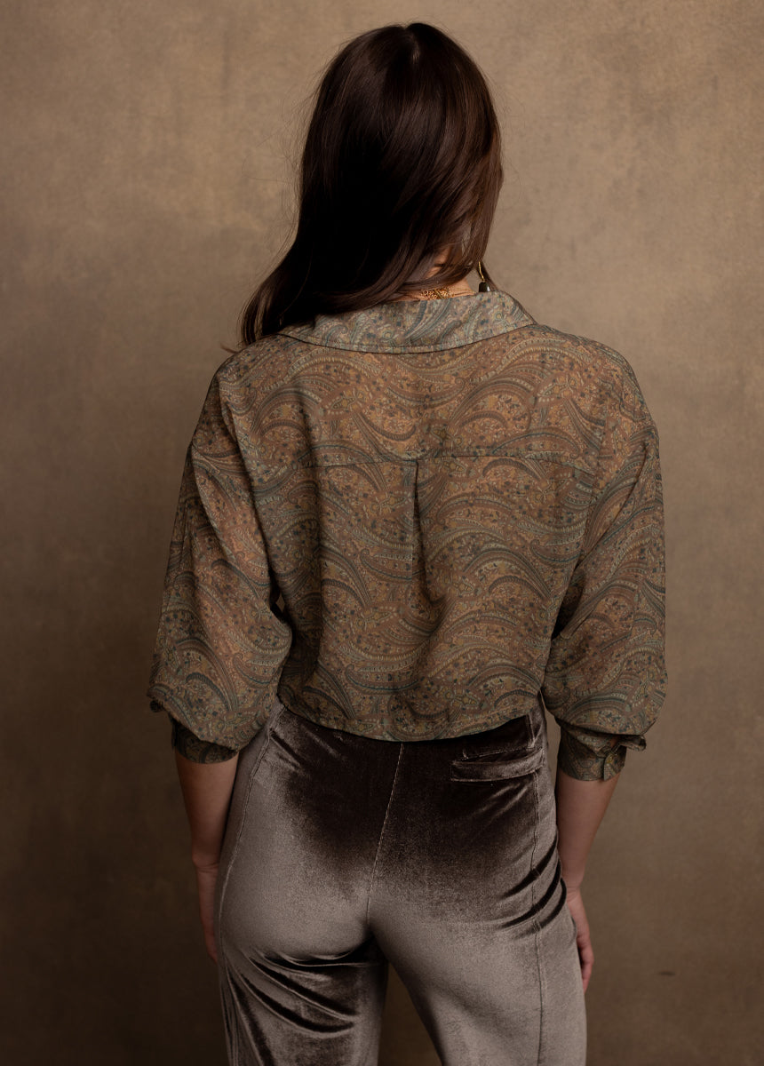 Agnecia Top in Umber Paisley Print