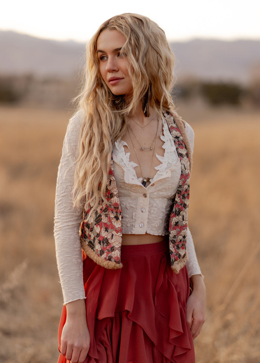 Justina Vest in Pink Multi