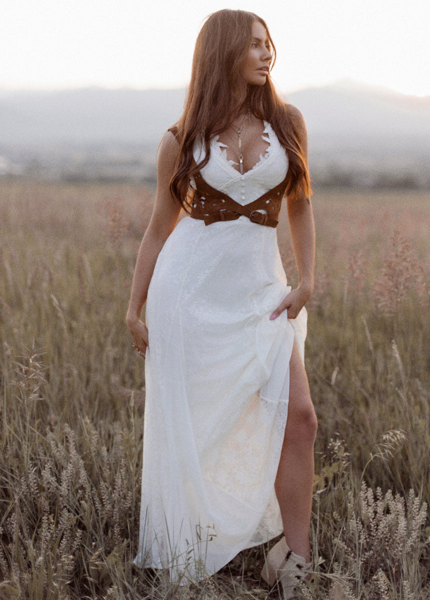 Joyfolie Women's Alia Maxi Dress in Cream, Extra Extra Small